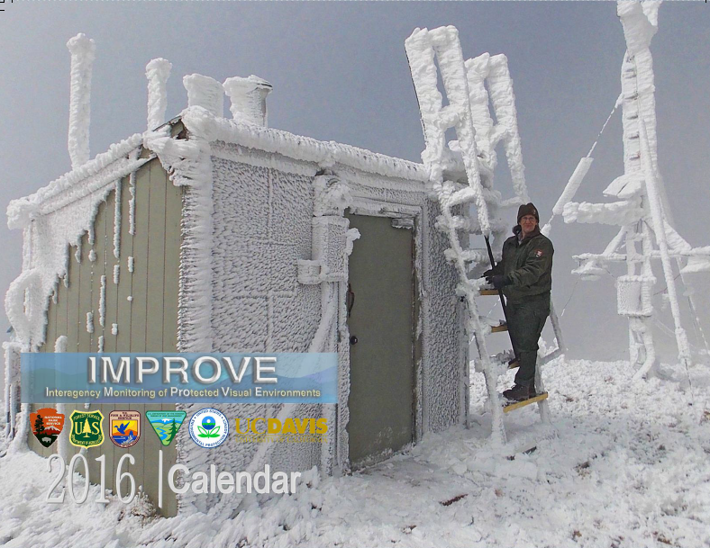 Image: photo of site operator working at sampler covered in snow.