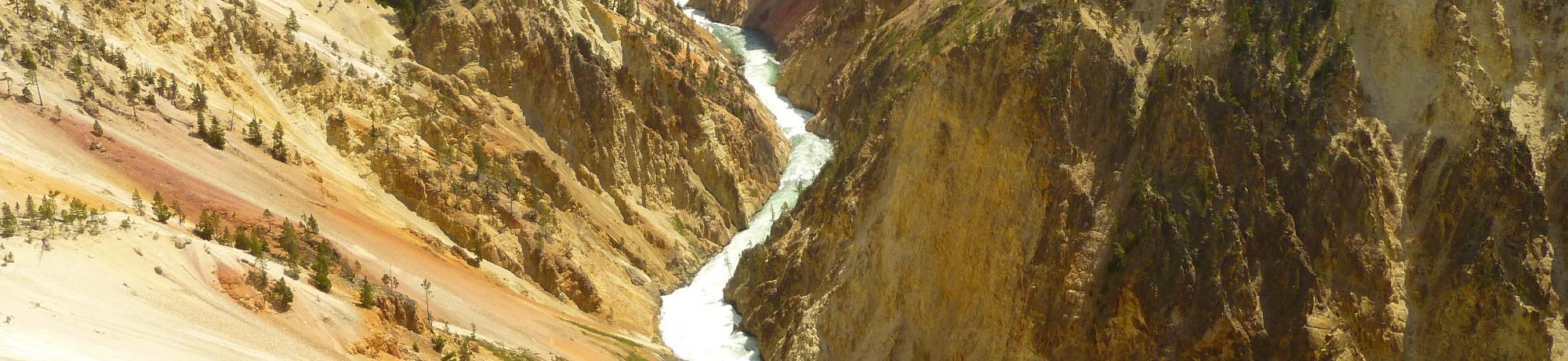 Image: the rapid Yellowstone River cuts through mountainous terrain to form a canyon. Photo credit Josh Grant of AQRC.